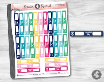 Running Planner Stickers: Time & Distance Tracker