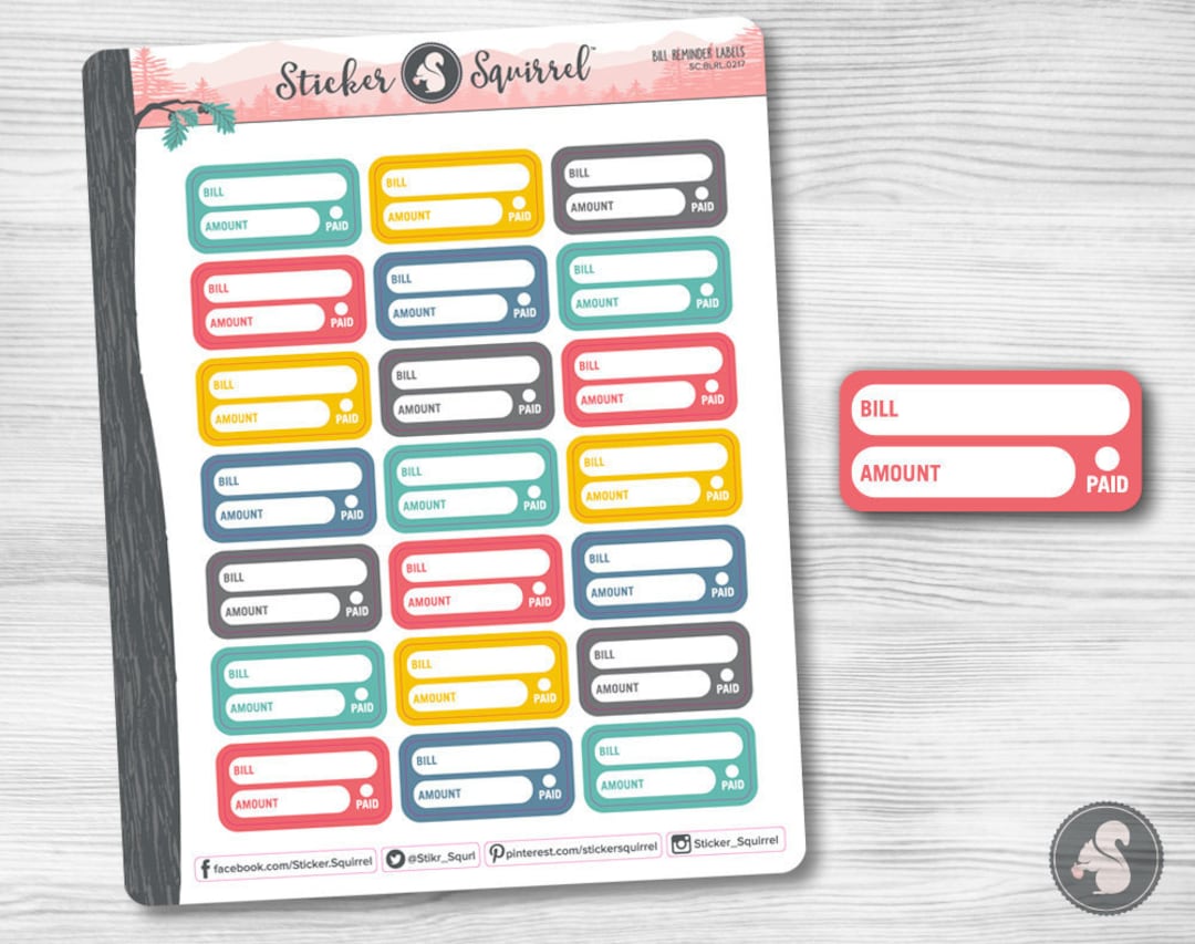 Bill Payment Reminder Planner Stickers Erin Condren Monthly Planner
