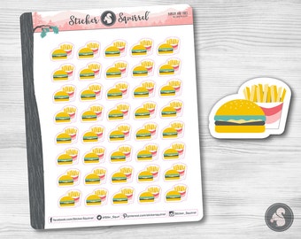 Burger & Fries Planner Stickers: Meal Planning, Organizer Decals