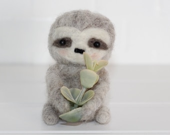Sawyer, Needle Felt Sloth With Eucalyptus- Sloth Gift, Sloth Mini