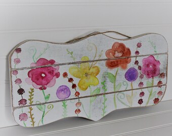 Floral Watercolor Plank Sign