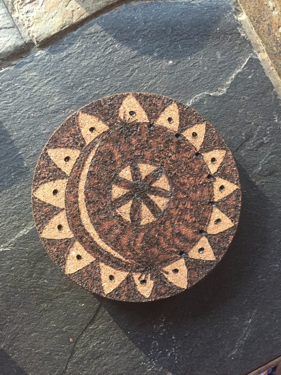 Coaster - Sugar Skull - SET OF 2 - Leather or Stitched Cork Coaster - Sugar Skull - SET OF 2 - Leather or Stitched Cork