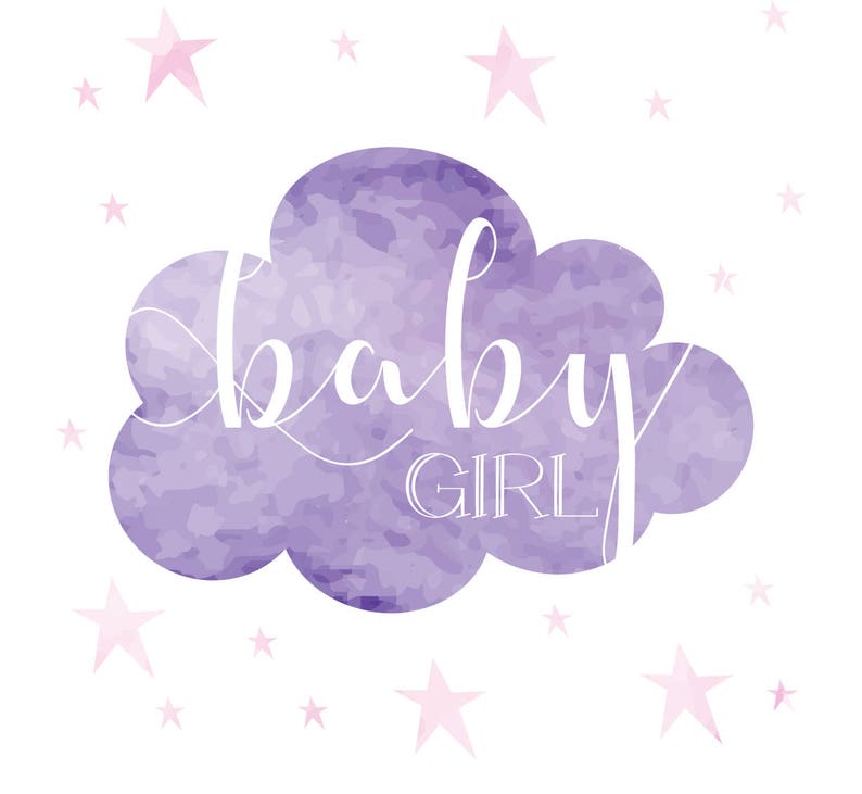 Baby Girl Purple Card Printable Baby Girl Card | Etsy