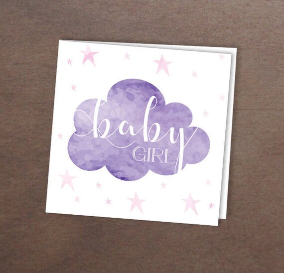 Baby Girl Purple Card Printable Baby Girl Card | Etsy