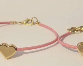 Single Mommy and Me Heart Bracelet- Pink