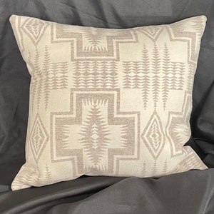 Cream on Tan Cross Pillow-Down Filled Pillow