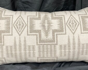 Cream on Tan Cross 14x22 Down Pillow