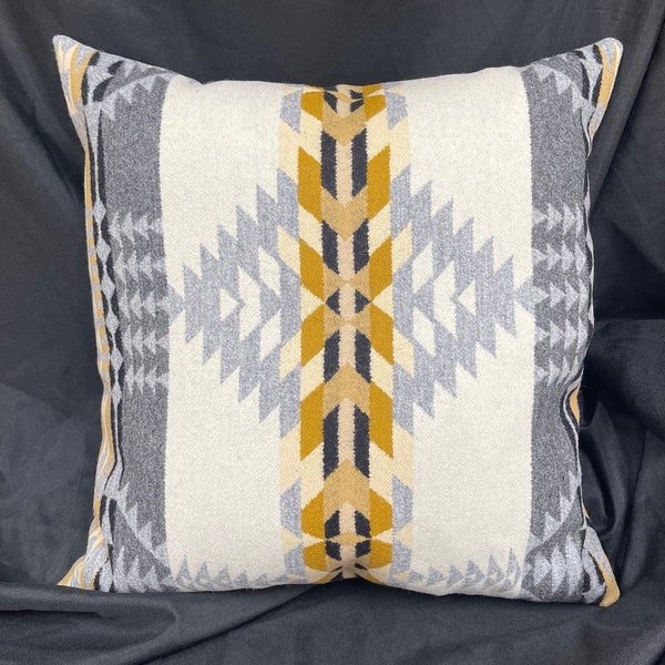 Southwestern Summer Cream Fabric Pillow and Down filled, Backside Black 18x18