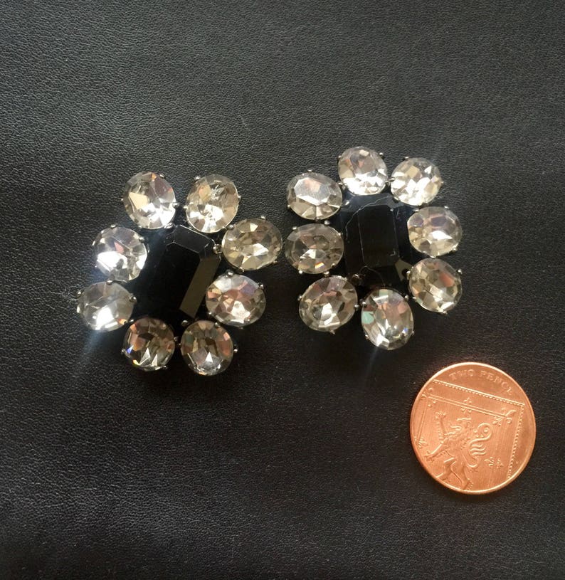 Butler and Wilson 1980s crystal clip on earrings