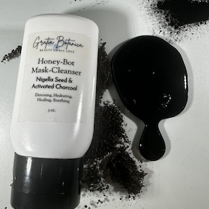 Honey-Bot Mask Nigella Seed and Activated Charcoal, honey mask, botanicals and honey treatment, natural cleanser, self-preserved