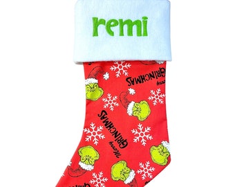 The Grinch Grinchmas Christmas Stocking (with or without embroidered personalization)
