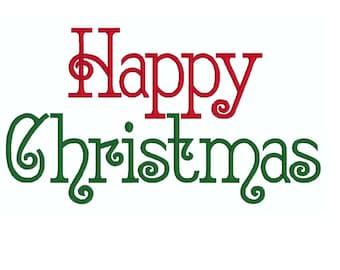 Curly Frohe Weihnachten Stickdatei: Feiertage Script Font (Sofortiger Digitaler Download)