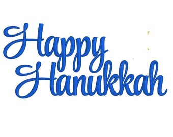 Happy Hanukkah Stickdatei: Happy Hanukkah Script (Instant Digital Download)