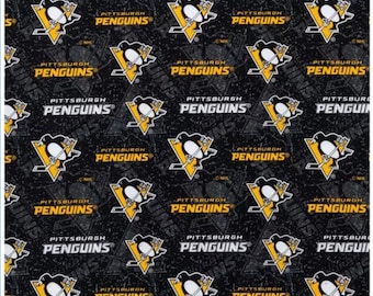 Pittsburgh Penguins Fabric -- SHIPS in 1-2 Business Days -- NHL Cotton Fabric, 43-44 inch width, Hockey Fabric