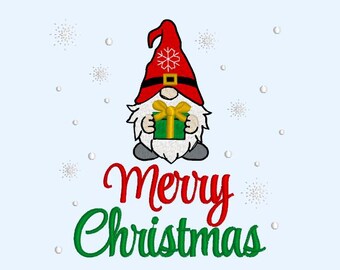 Merry Christmas Gnome Maschinenstickerei - Weihnachtsschrift - Digitaler Download für Wohnkultur, Handtücher, Kissen, Kleidung und mehr!