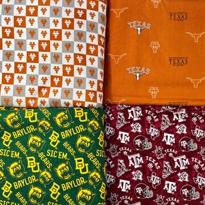 Univ of Texas, Baylor Univ or Texas A+M -- SHIPS in 1-2 Business Days -- 43-44 inch width Collegiate cotton fabric, NCAA Fabric