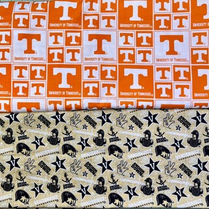 Univ of Tennessee or Vanderbilt Univ -- SHIPS in 1-2 Business Days -- Collegiate Cotton Fabric, 42-44&quot; width, NCAA fabric