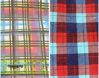 Flannel Fabric -- SHIPS in 1-2 Business Days -- Red/Teal/Blue Flannel Fabric or Pink/Grey/Teal/White/Yellow Flannel Fabric