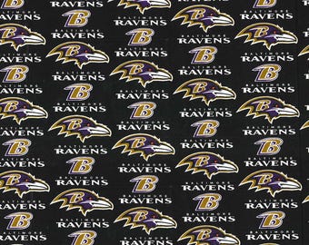 Baltimore Ravens Fabric -- SHIPS in 1-2 Business Days -- 58-in-wide fabric, Fabric Traditions NFL Logo Cotton Fabric