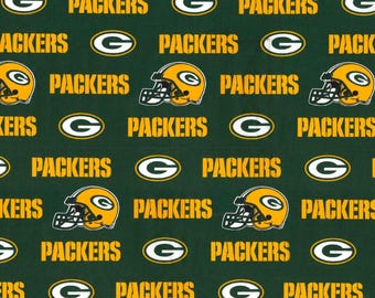 Green Bay Packers Fabric -- SHIPS in 1-2 Business Days -- 58 inch wide fabric, Fabric Traditions NFL Logo Cotton Fabric
