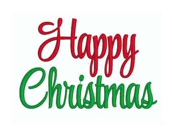 Frohe Weihnachten Stickdatei: Handgemachter Schriftzug