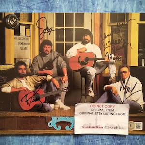 Alabama Hand Signed Autograph 8x10 Photo BAS COA Randy Owen, Jeff Cook, Teddy Gentry & Mark Herndon