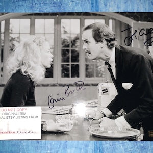 Connie Booth & John Cleese Hand Signed Autograph Photo COA Fawlty Towers