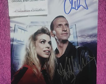 Fotografía autografiada a mano de Billie Piper y Christopher Eccleston, 8x10 pulgadas, con certificado de autenticidad, Doctor Who.