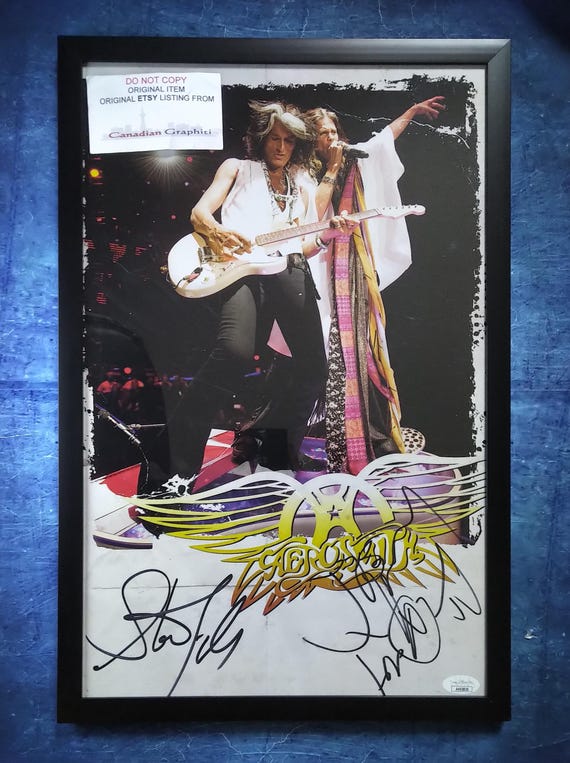 Steven Tyler & Joe Perry Hand Signed Autograph 11x17 Framed Photo