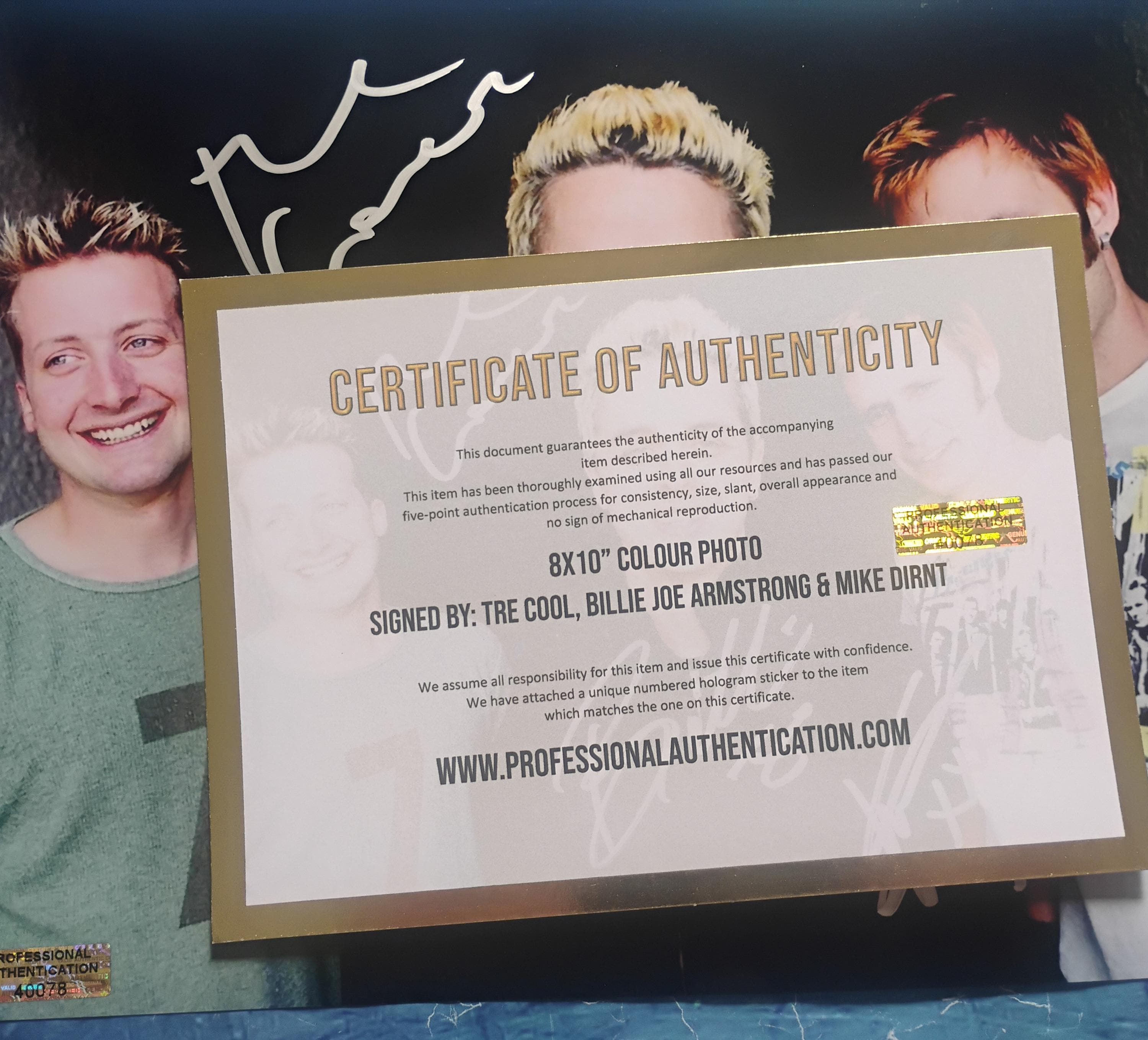 Green Day サイン入り写真Billie Joe / Mike / Tré Green Day Hand Signed Autograph 8x10 Photo COA Billie Joe