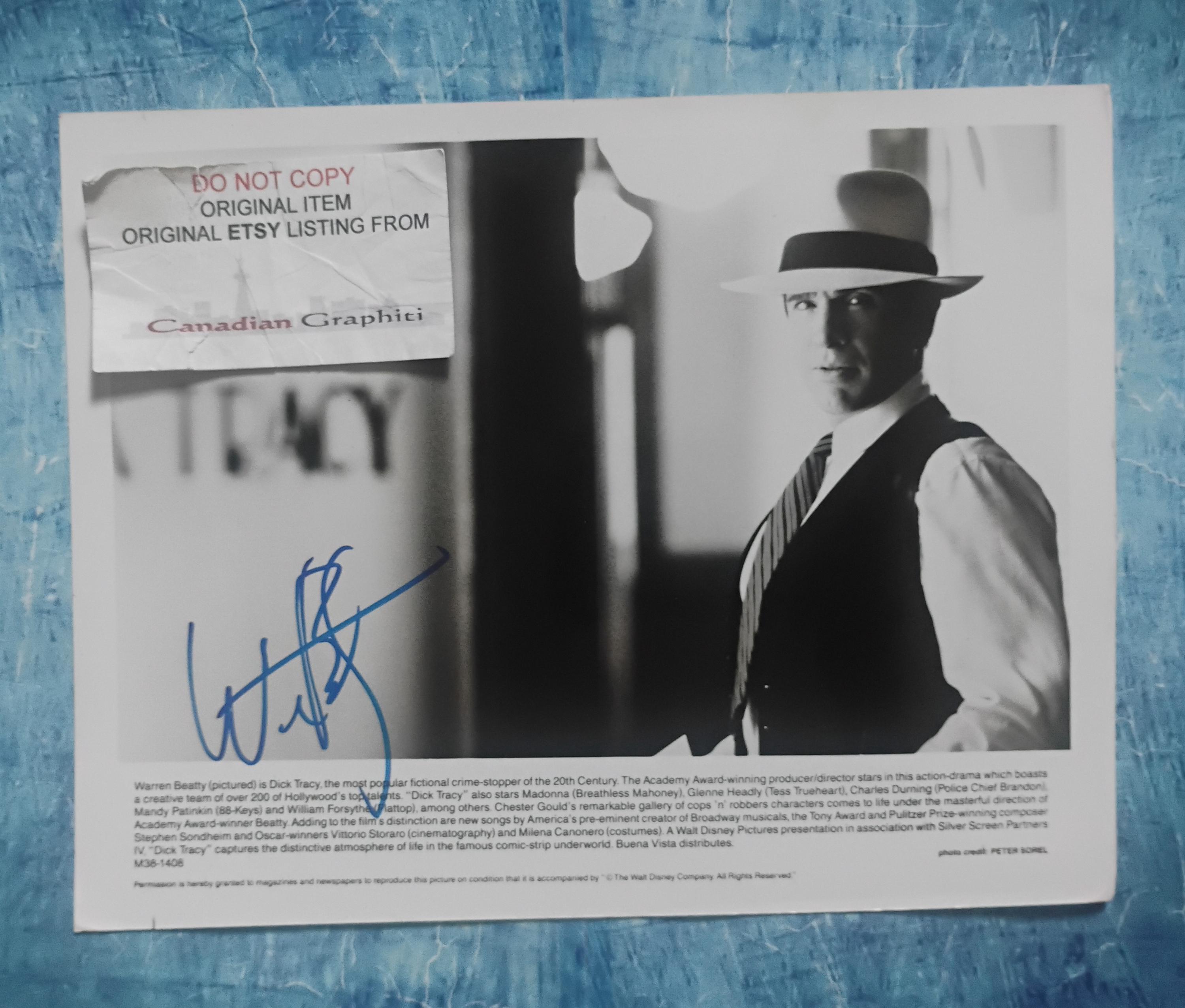 Warren Beatty 直筆？サイン入り写真 COA付 Warren Beatty Hand Signed Autograph 8x10 Photo JSA COA Dick Tracy