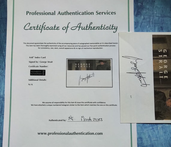 George Strait Hand Signed Autograph Index Card COA - Etsy