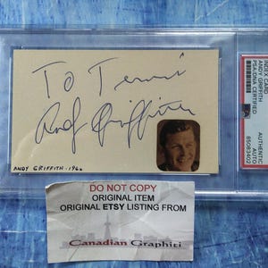 Andy Griffith Hand Signed Autograph Index Card PSA COA