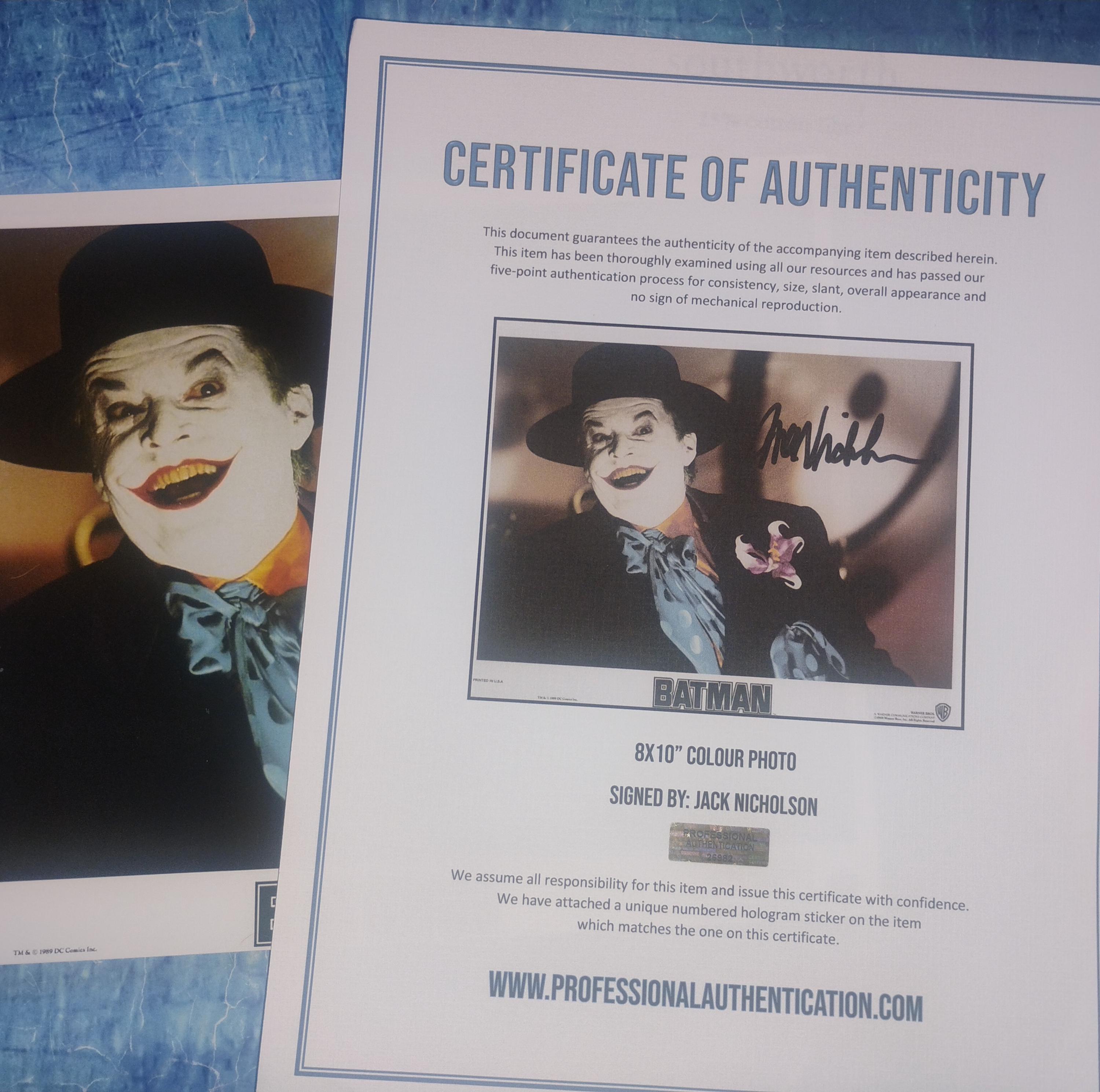 Jack Nicholson Hand Signed Autograph 8x10 Photo COA Batman - Etsy