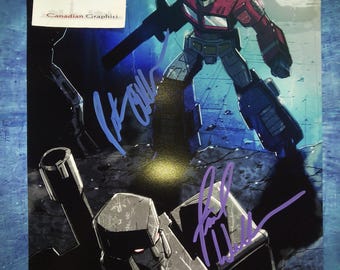 Peter Cullen & Frank Welker Hand Signed Autograph 11x14 Photo COA Transformers