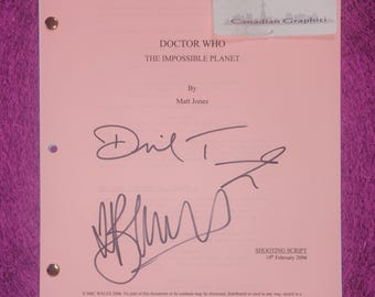 David Tennant & Billie Piper Hand Signed Autograph Doctor Who Script COA
