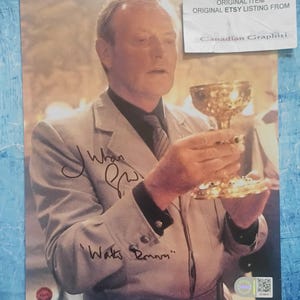 Fotografía autografiada a mano de Julian Glover, 8x10 pulgadas, SWAU, con certificado de autenticidad de Indiana Jones.
