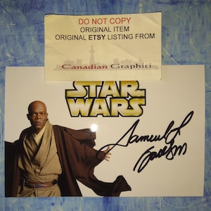 Foto autógrafa firmada a mano por Samuel L. Jackson (COA) Star Wars