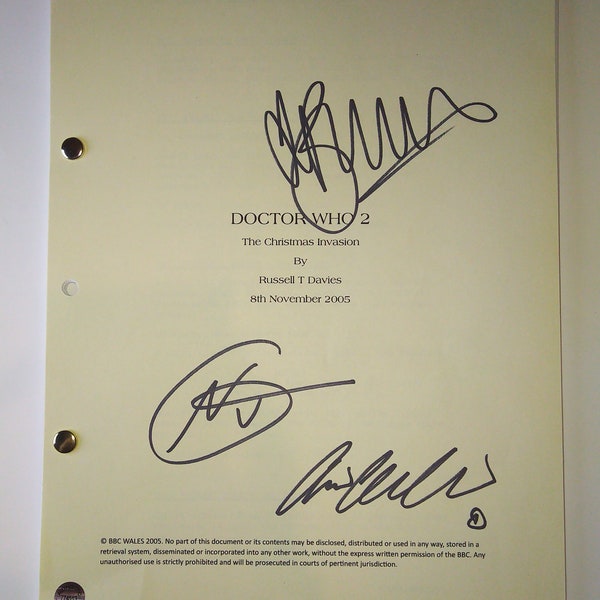 Billie Piper, Camille Coduri & Noel Clarke Hand Signed Autograph Doctor Who Script COA