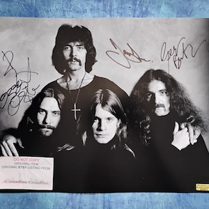 Black Sabbath Hand Signed Autograph 11x14 Photo COA Ozzy Osbourne, Geezer Butler, Tony Iommi & Bill Ward