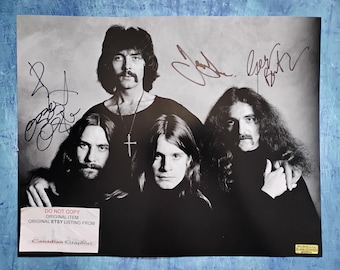 Black Sabbath Hand Signed Autograph 11x14 Photo COA Ozzy Osbourne, Geezer Butler, Tony Iommi & Bill Ward