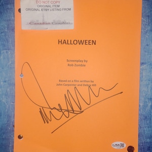 Handtekening van Malcolm McDowell op Halloween-script, JSA-certificaat van echtheid.
