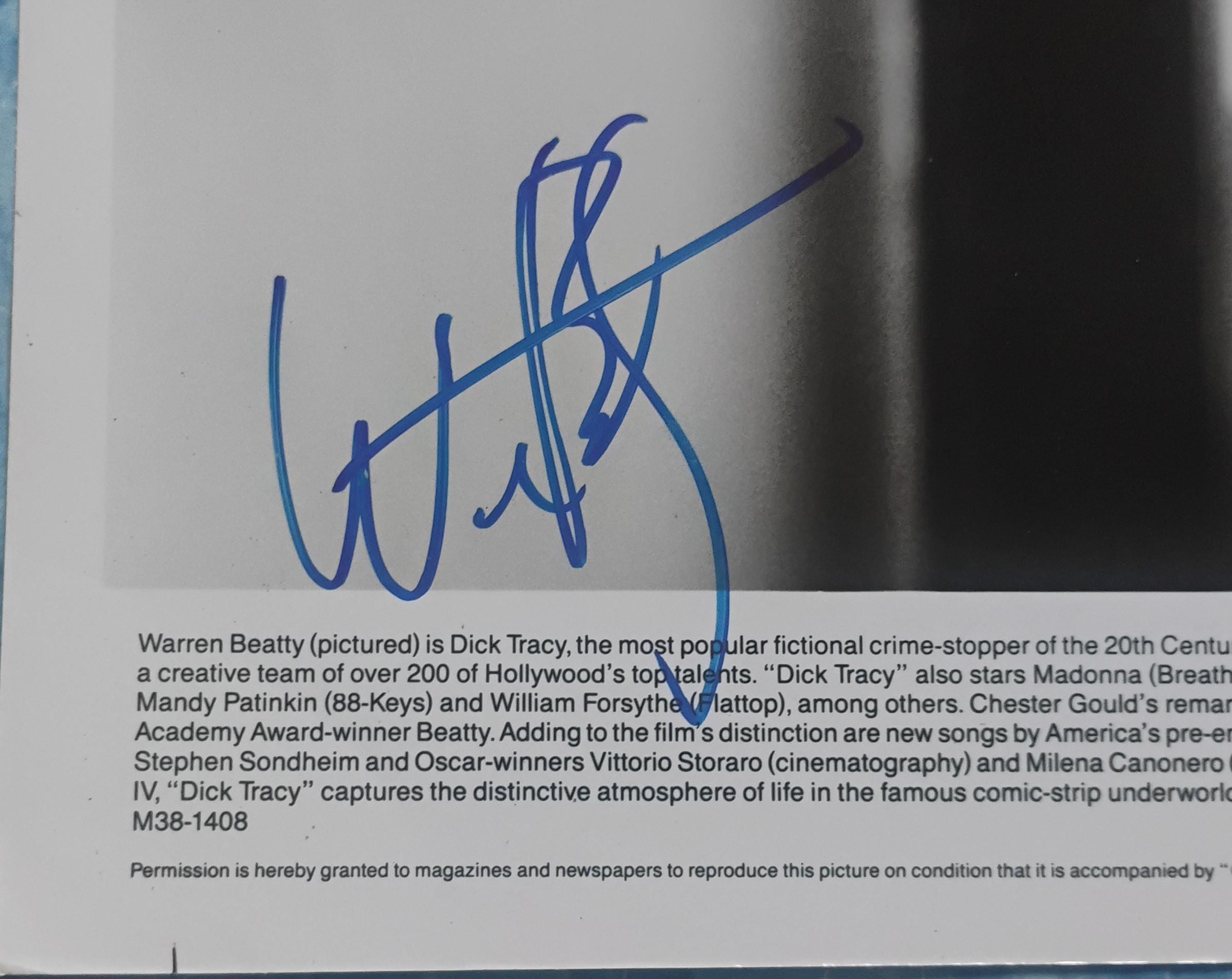 Warren Beatty Hand Signed Autograph 8x10 Photo JSA COA Dick Tracy