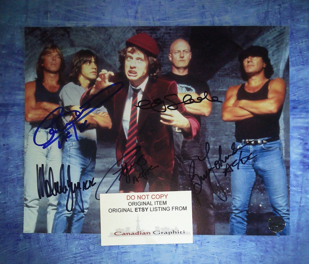 AC/DC Handsigniertes Autogramm 8x10 Photo COA Malcolm Young, Angus ...