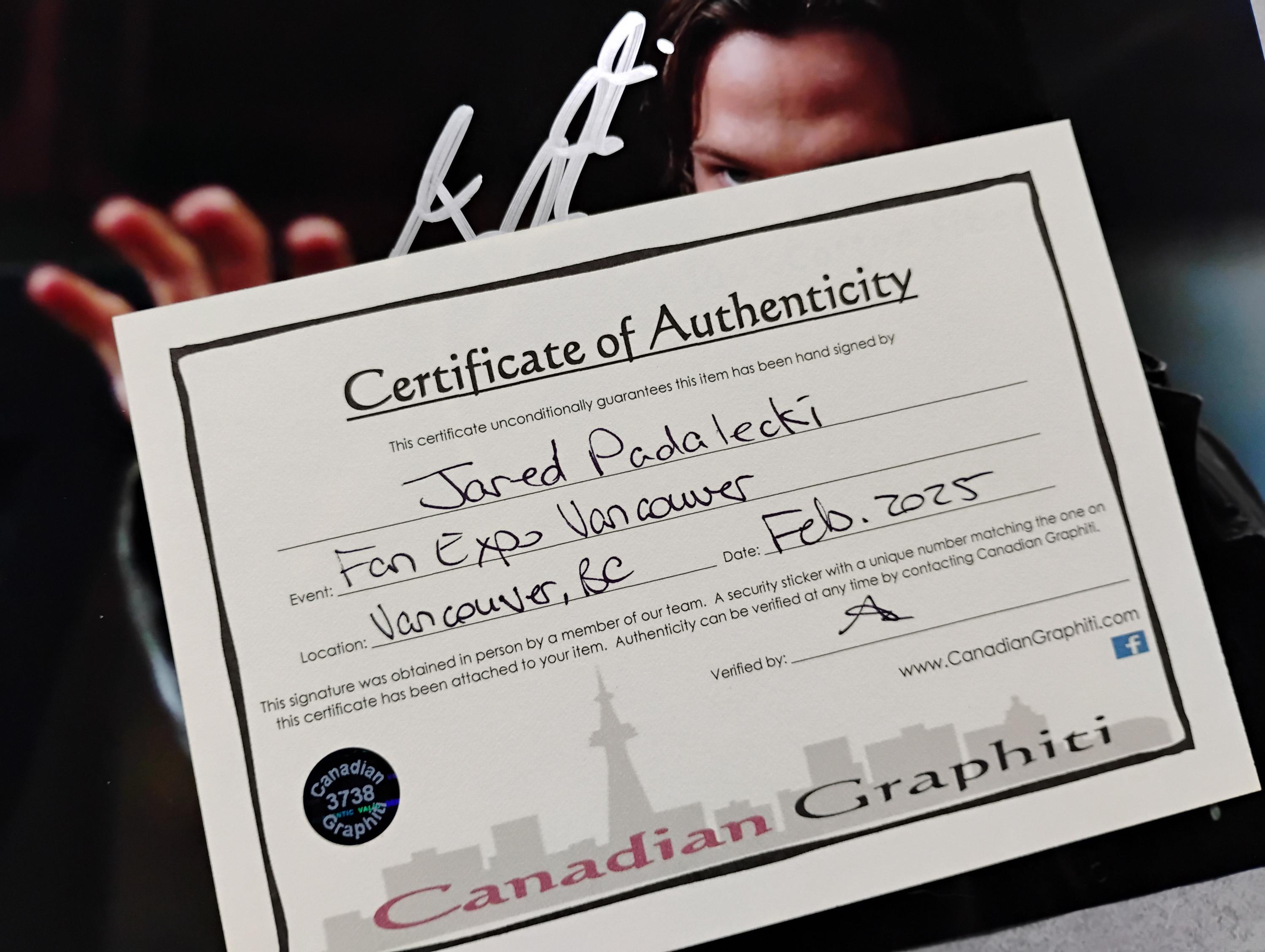 Jared Padalecki Hand Signed Autograph 8x10 Photo COA Supernatural