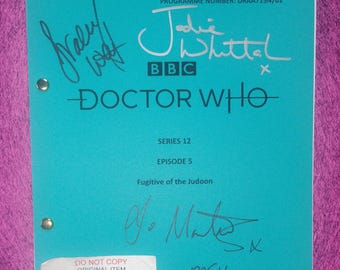 Doctor Who 4x Cast Hand Signed Autograph Script COA Jodie Whittaker, Jo Martin, Mandip Gill & Bradley Walsh