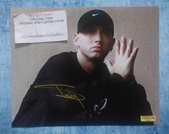 Fotografía autografiada a mano de Eminem de 8x10 pulgadas con certificado de autenticidad.