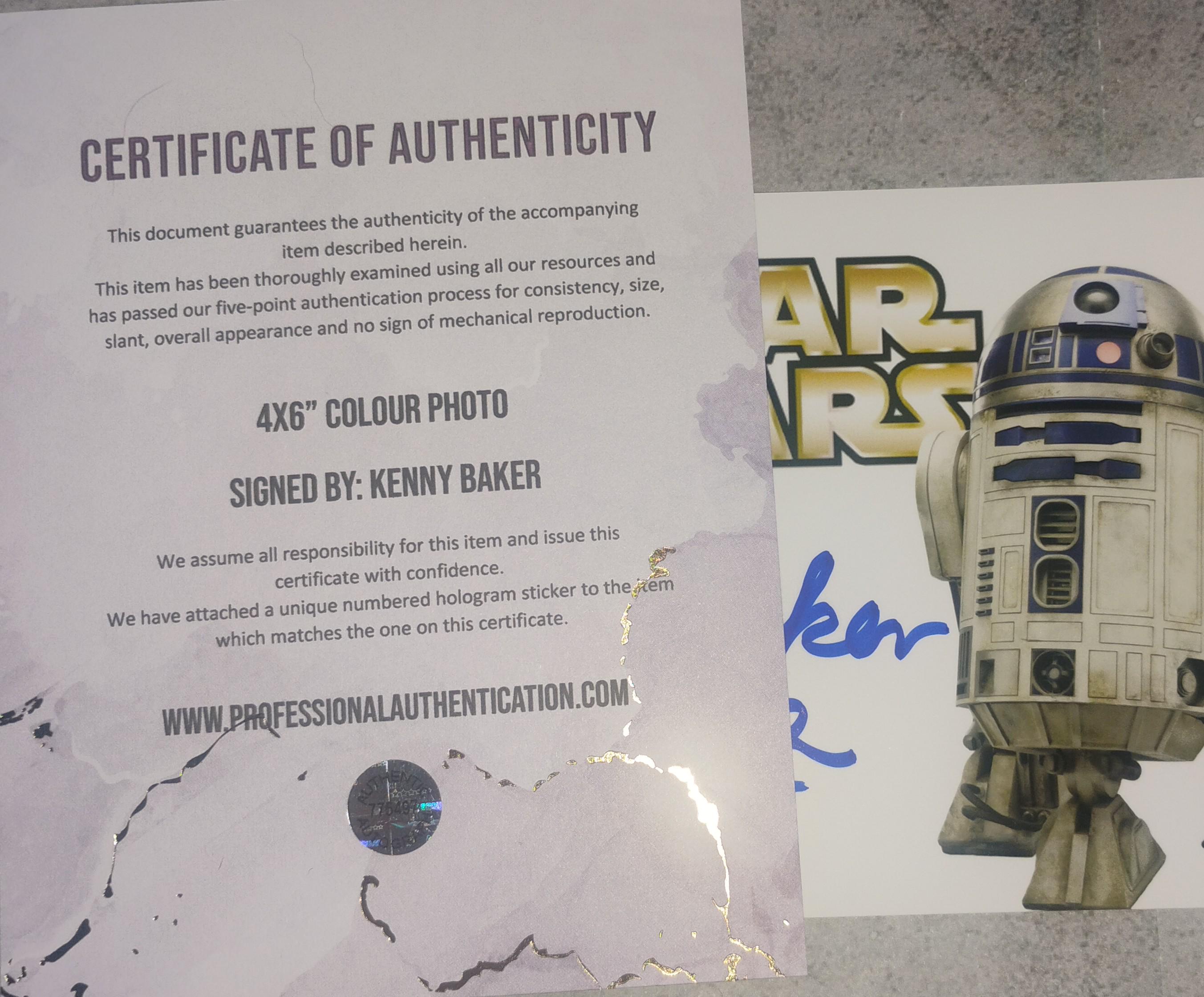 Kenny Baker Hand Signed Autograph Photo COA Star Wars R2-D2 - Etsy