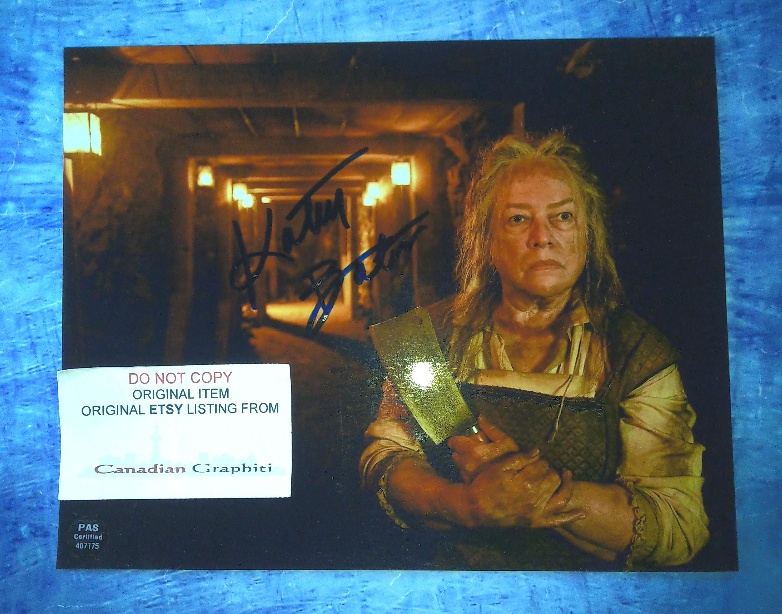 Foto autografata a mano da Kathy Bates, formato 8x10, con