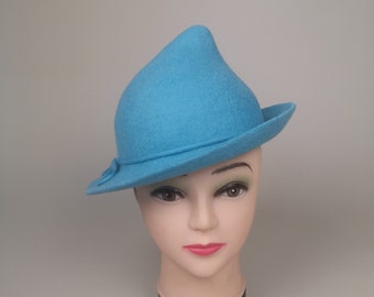 Beauxbatons costume hat in aqua colour, Fleur Delacour style hat, Handmade felt hat, size S Ready to ship